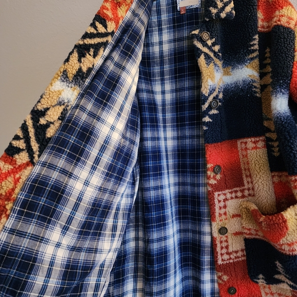 Anthropologie Pilcro Geometric Sherpa Fleece Longline Coat Jacket XS - Picture 11 of 16
